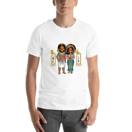 Personalized Couple Cartoon Portrait Shirt | Custom Photo Chibi Art with Names | Unisex T-Shirt
