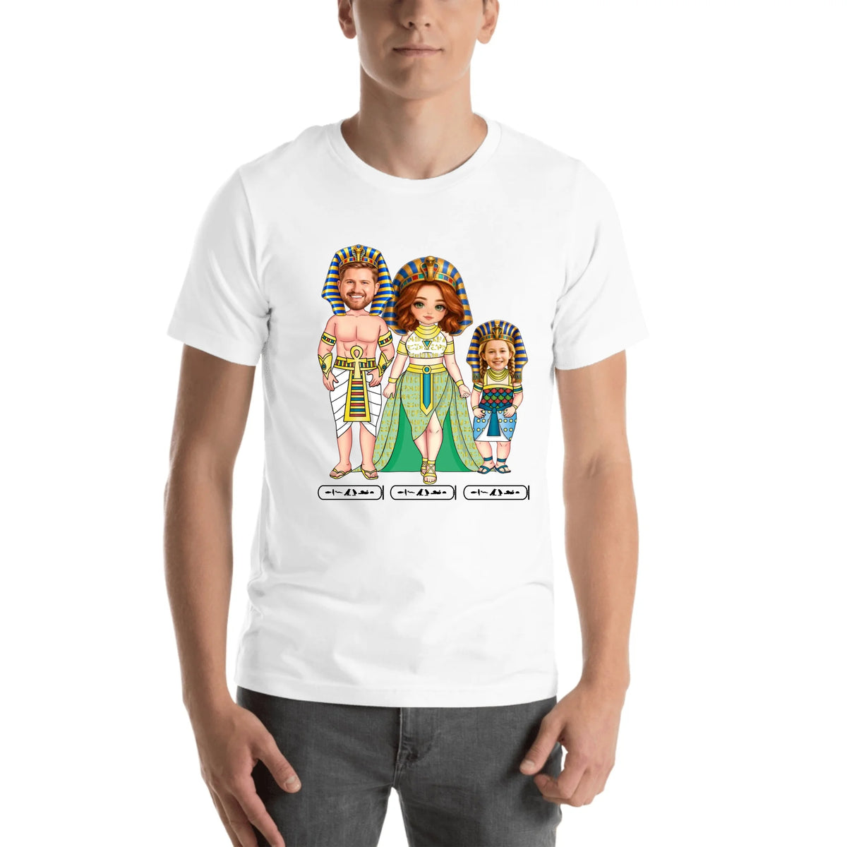 Personalized Chibi Family Portrait T-Shirt - Custom Names for Mom, Dad and Kids