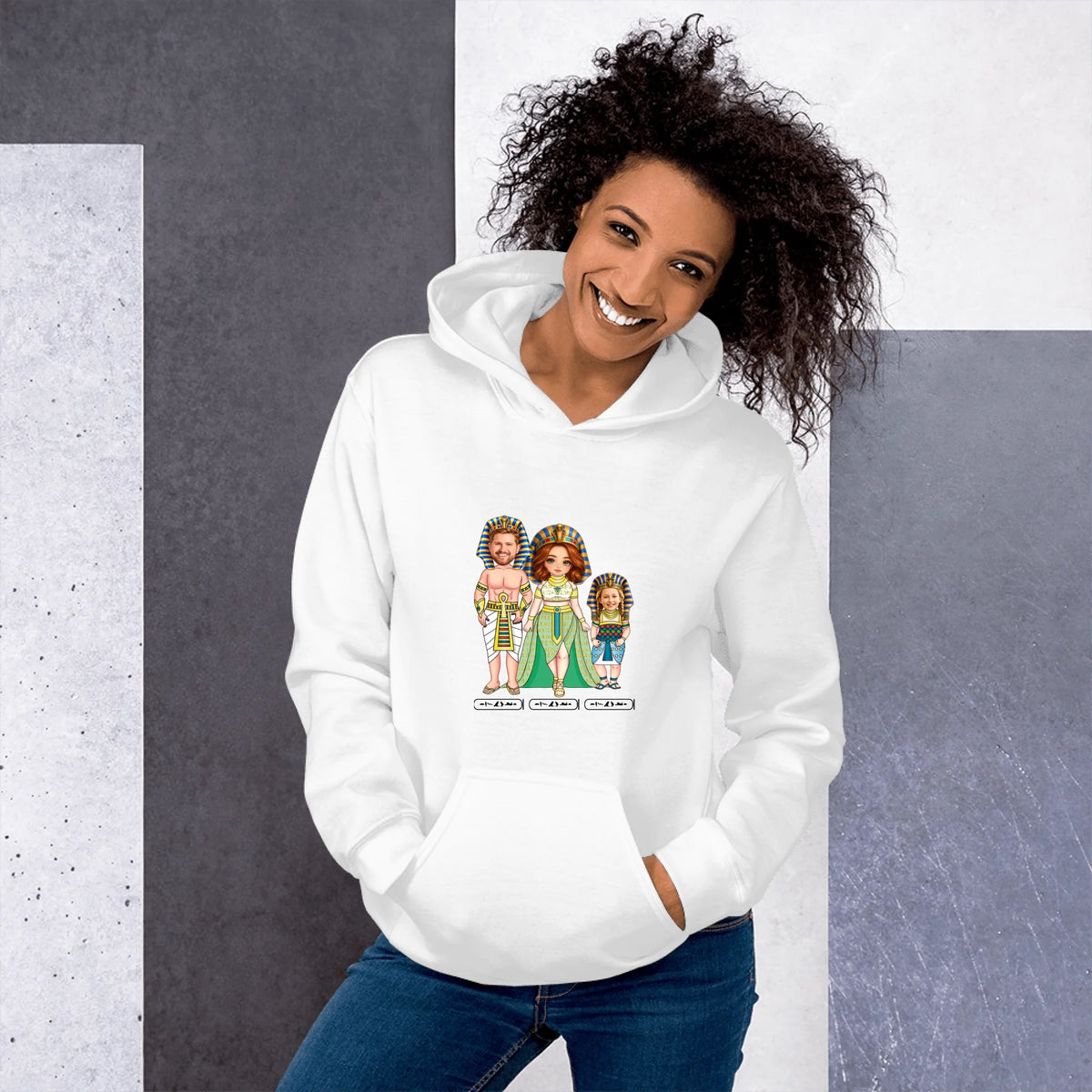 Custom Chibi Family Portrait Hoodie - Personalized Names for Mom, Dad and Kids