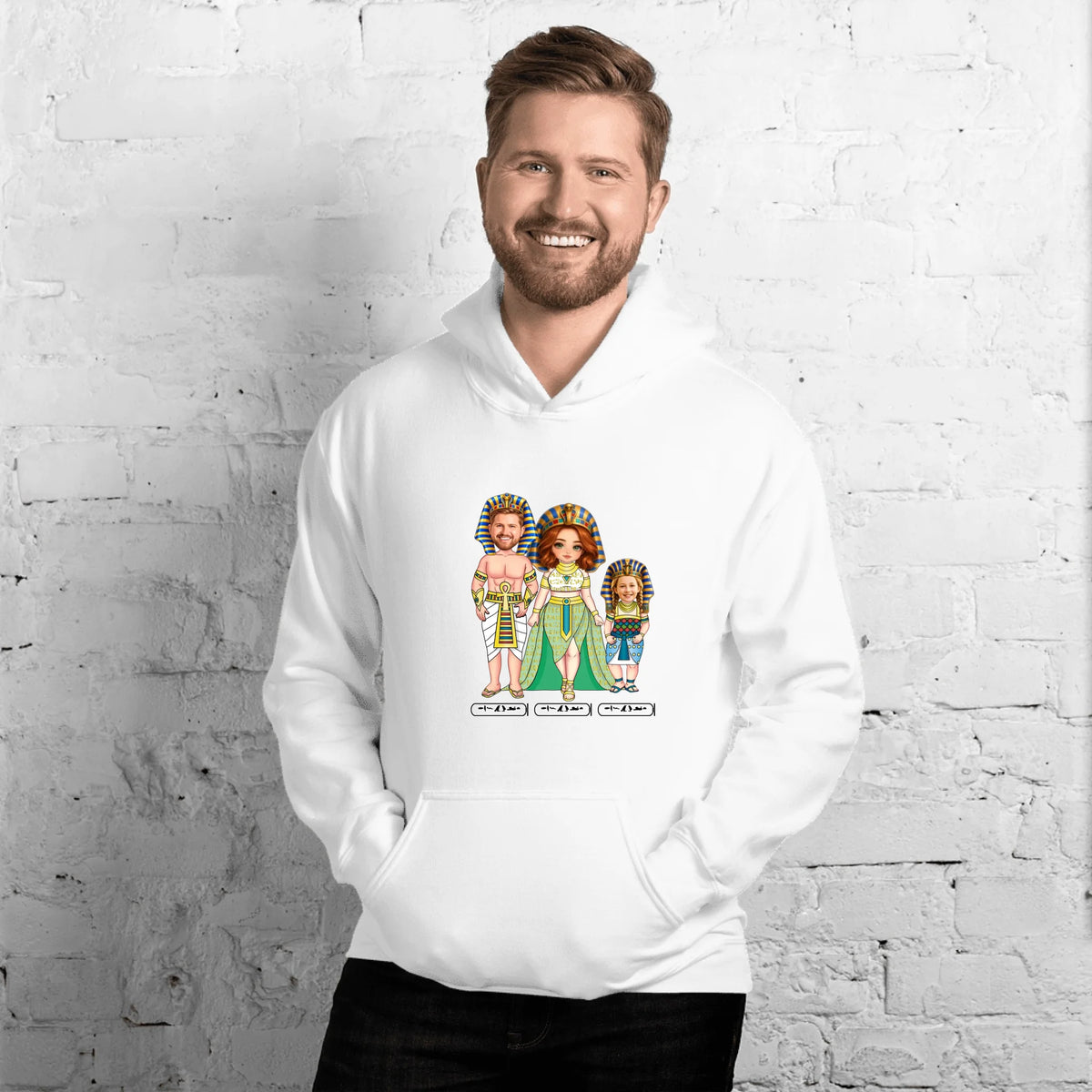 Custom Chibi Family Portrait Hoodie - Personalized Names for Mom, Dad and Kids