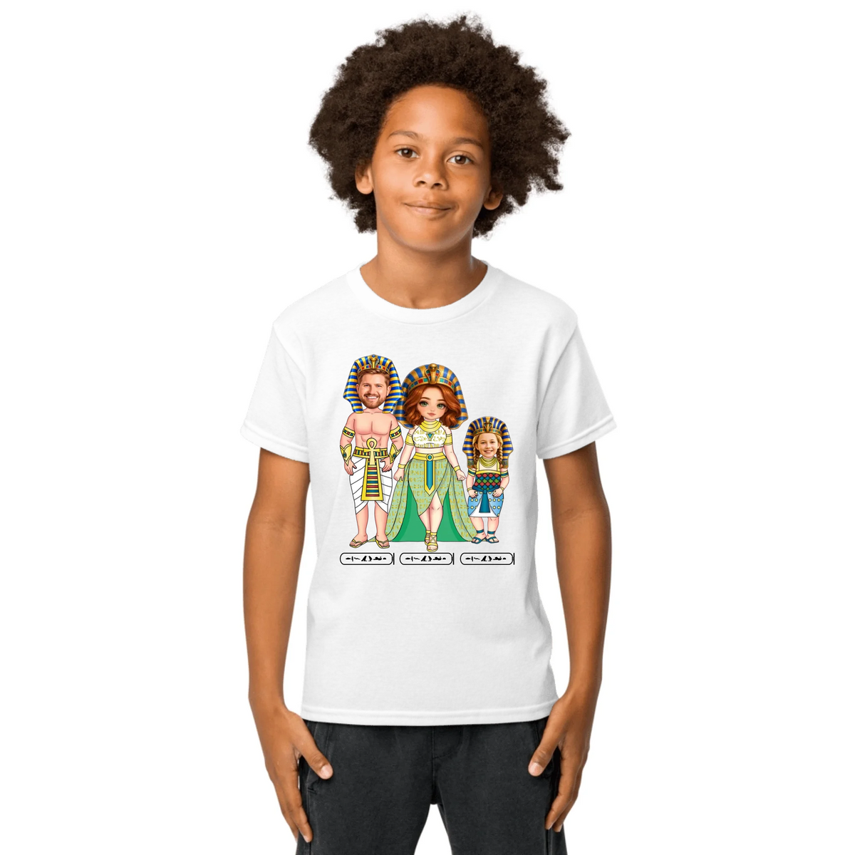 Personalized Chibi Family Youth Sports Tee - Custom Names for Kids, Mom and Dad