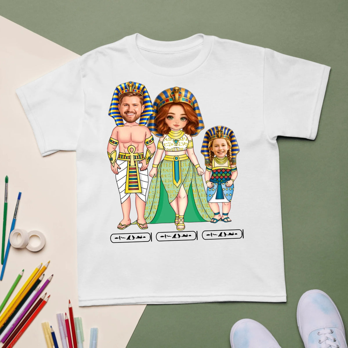 Personalized Chibi Family Youth Sports Tee - Custom Names for Kids, Mom and Dad