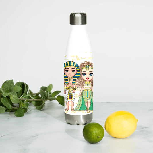 Personalized Couple's Water Bottle, Christmas Gift for Couples, Custom Your Name Chibi Insulated Bottle
