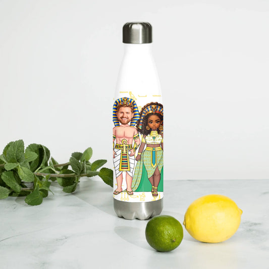 Personalized Couple's Water Bottle, Christmas Gift for Couples, Custom Your Name and Custom Face Insulated Bottle