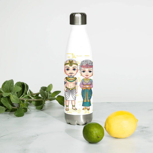 Personalized Grandparents Water Bottle, Christmas Gift, Custom Your Name Chibi Insulated Bottle