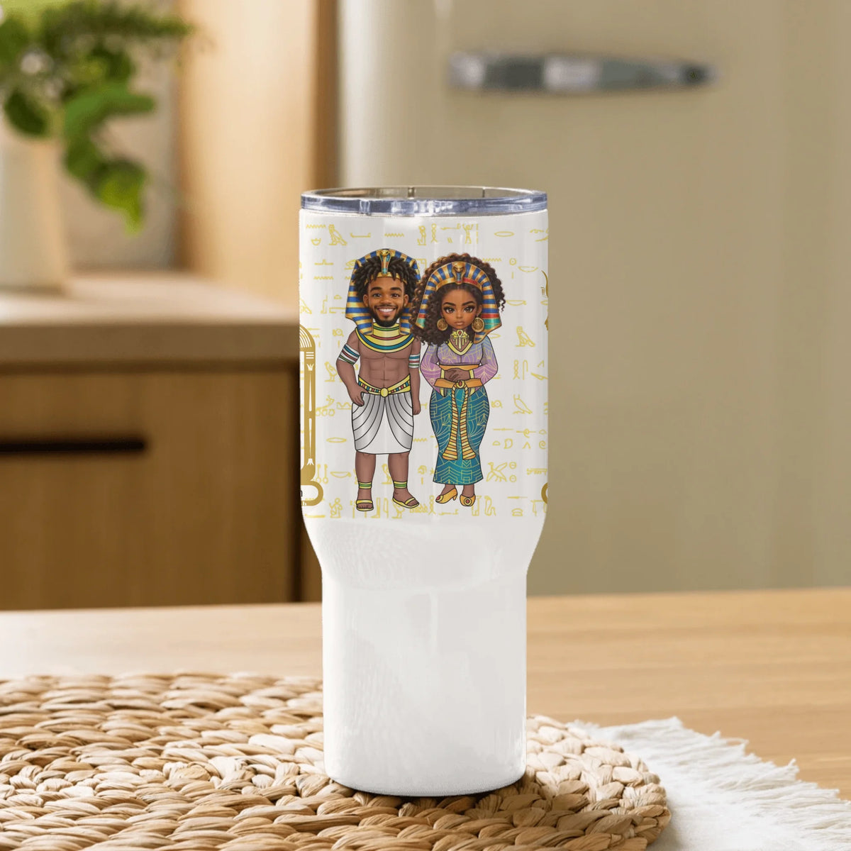 Personalized Grandparents Travel Mug with Handle, Christmas Gift for Grandparents, Custom Your Name and Custom Face Insulated Mug