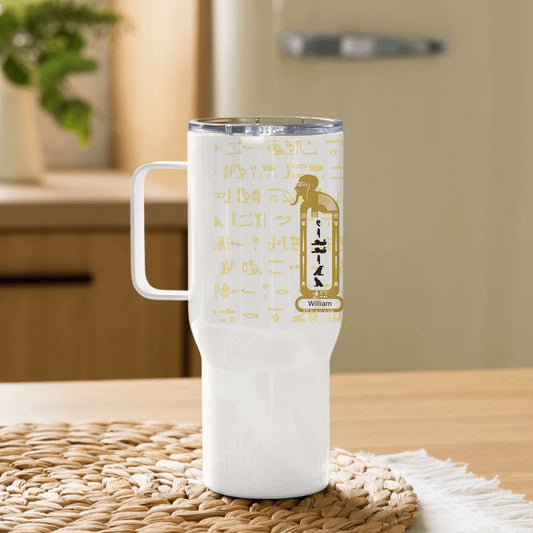Personalized Grandparents Travel Mug with Handle, Christmas Gift, Custom Your Name Chibi Insulated Mug