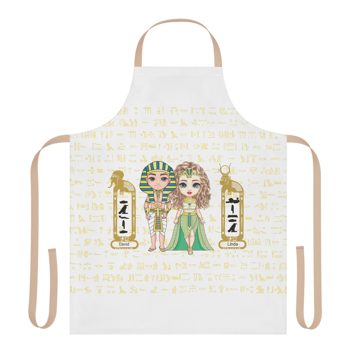 Personalized Couple's Chibi 5-Color Strap Apron, Christmas Gift for Couples, Custom Your Name Design