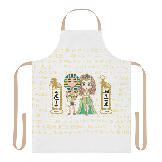 Personalized Couple's Chibi 5-Color Strap Apron, Christmas Gift for Couples, Custom Your Name Design