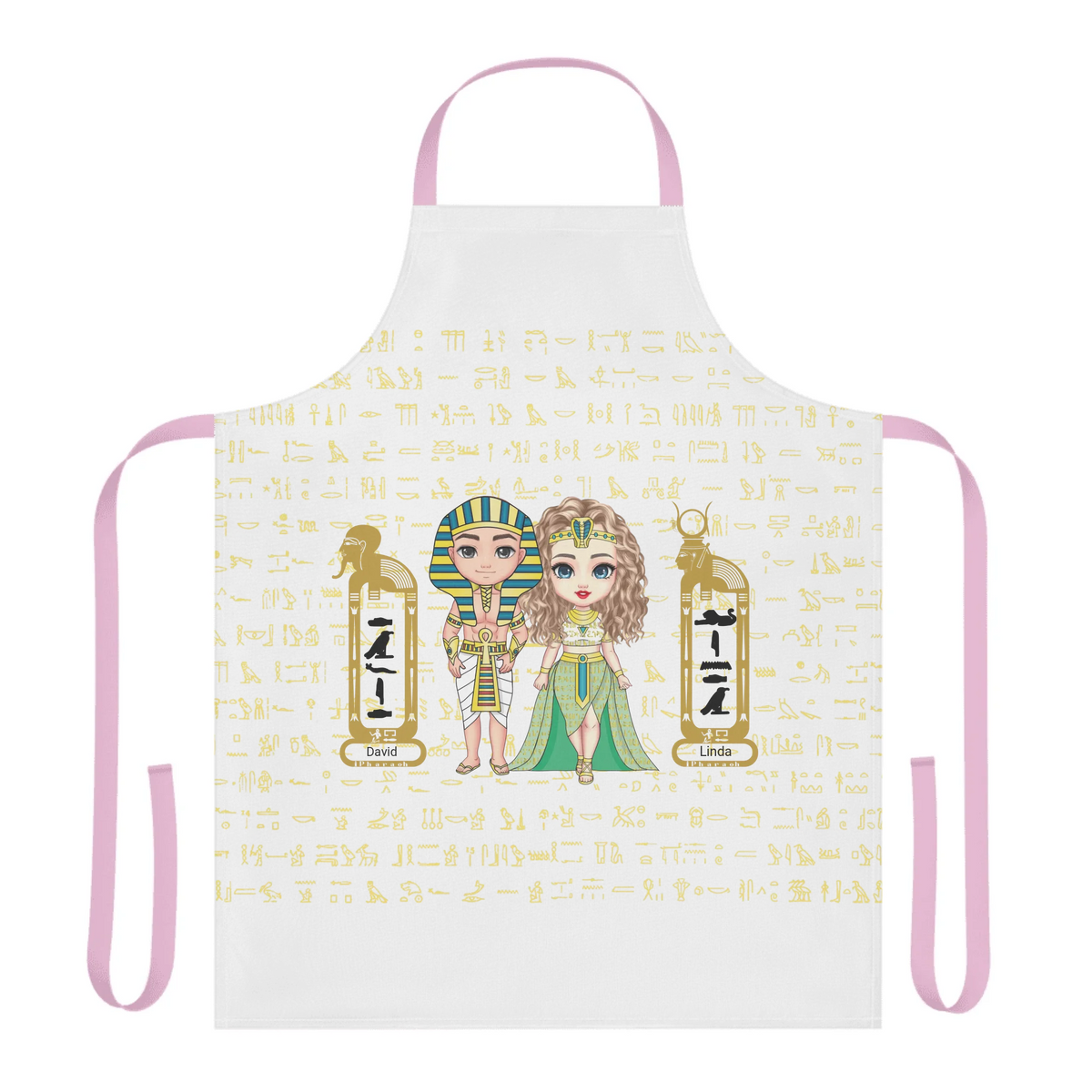 Personalized Couple's Chibi 5-Color Strap Apron, Christmas Gift for Couples, Custom Your Name Design