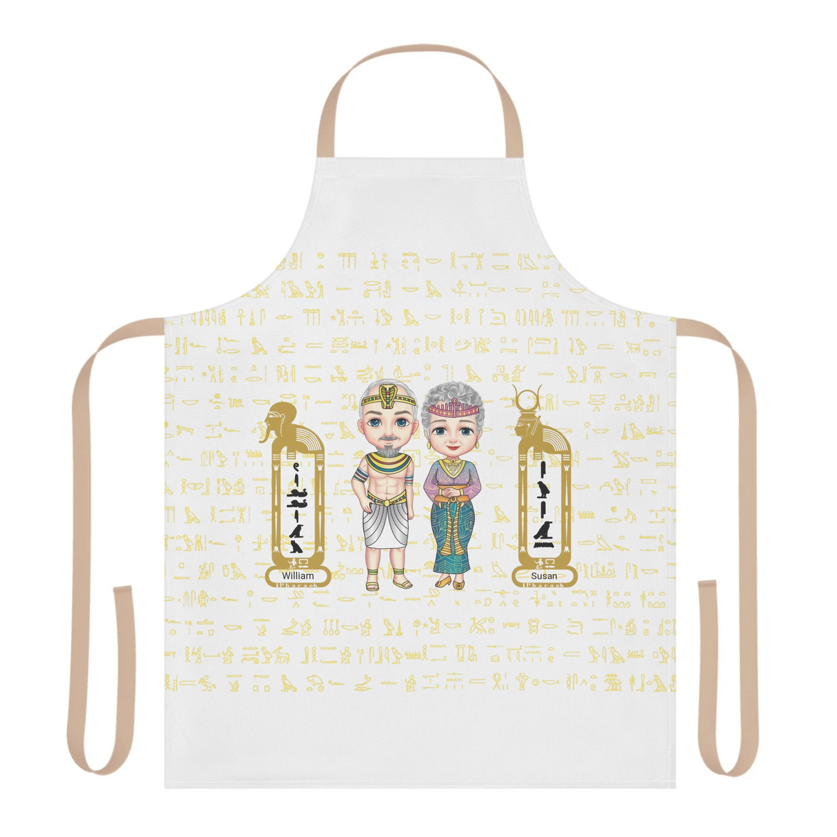 Personalized Grandparents Chibi 5-Color Strap Apron, Christmas Gift, Custom Your Name Design