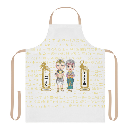 Personalized Grandparents Chibi 5-Color Strap Apron, Christmas Gift, Custom Your Name Design