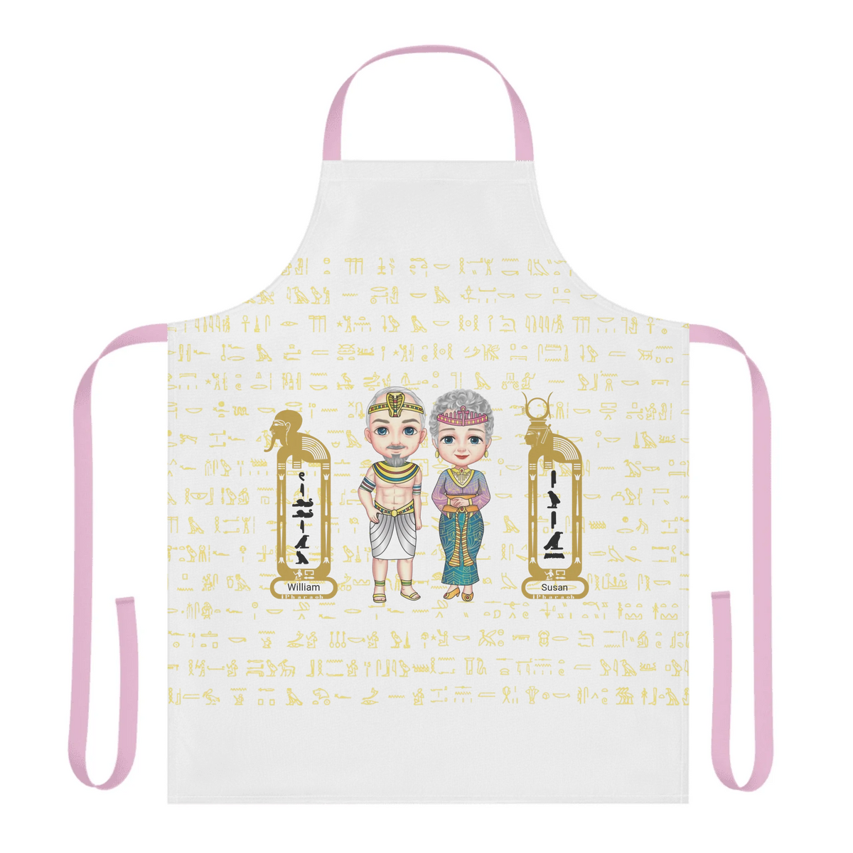 Personalized Grandparents Chibi 5-Color Strap Apron, Christmas Gift, Custom Your Name Design