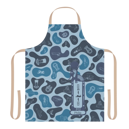 Women's Camouflage 5-Color Strap Apron, Christmas Gift for Her, Personalized Custom Name, Deep Ocean