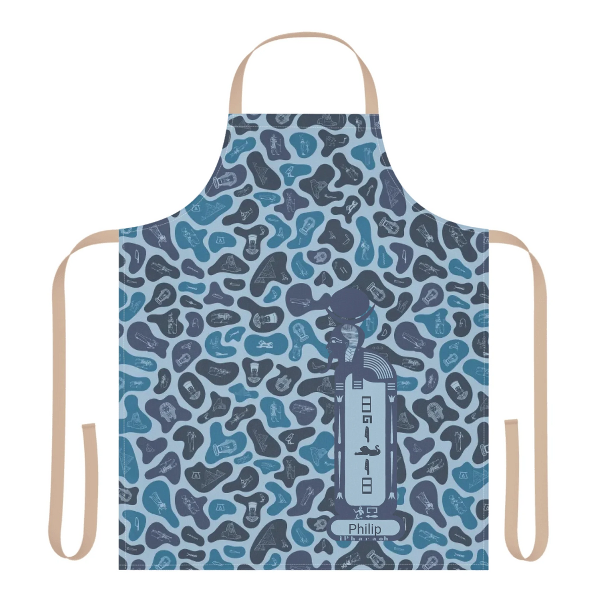 Women's Camo 5-Color Strap Apron, Christmas Gift for Her, Personalized Custom Name, Deep Ocean
