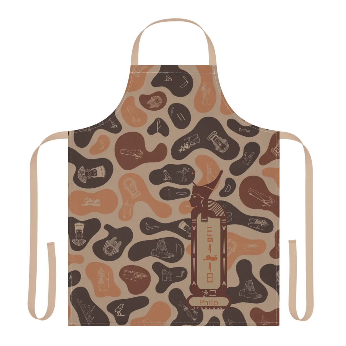 Women's Camouflage 5-Color Strap Apron, Christmas Gift for Her, Personalized Custom Name, Burnt Sand
