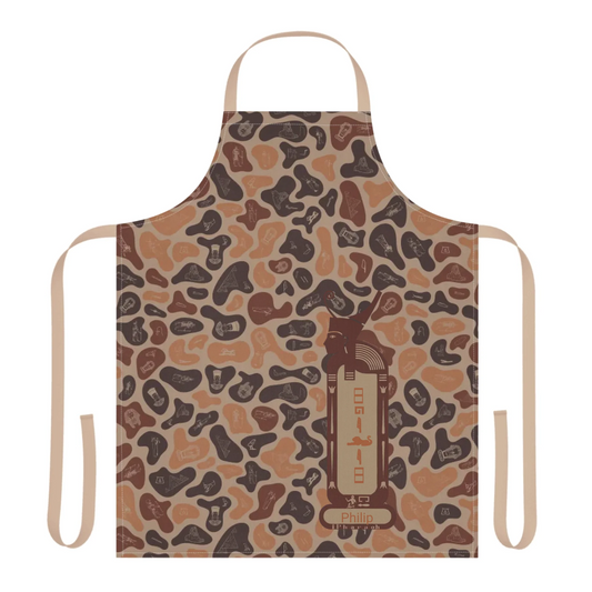Women's Camo 5-Color Strap Apron, Christmas Gift for Her, Personalized Custom Name, Burnt Sand