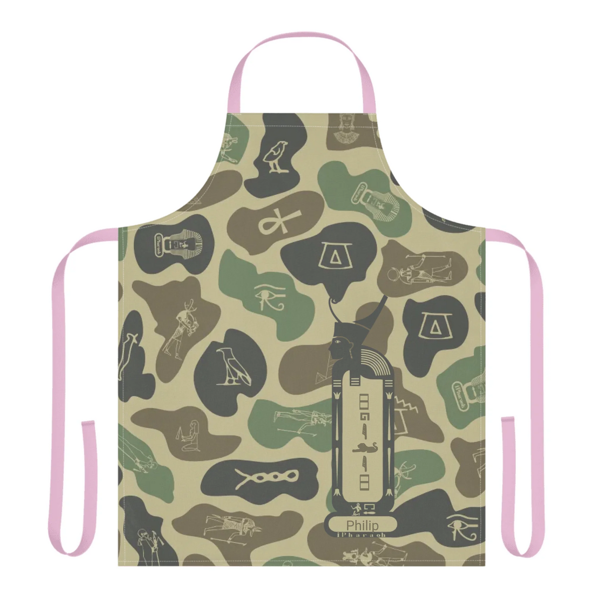 Women's Camouflage 5-Color Strap Apron, Christmas Gift for Her, Personalized Custom Name, Olive Drab