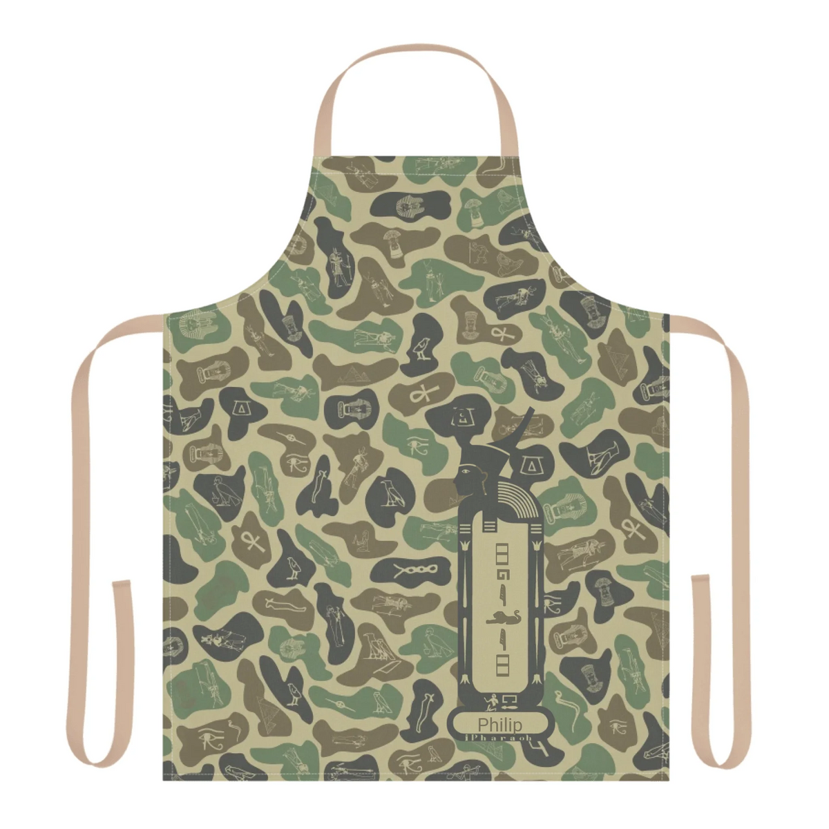 Women's Camo 5-Color Strap Apron, Christmas Gift for Her, Personalized Custom Name, Olive Drab