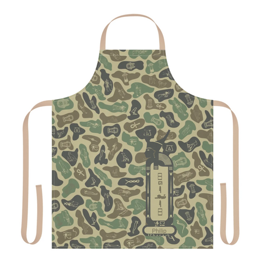 Women's Camo 5-Color Strap Apron, Christmas Gift for Her, Personalized Custom Name, Olive Drab