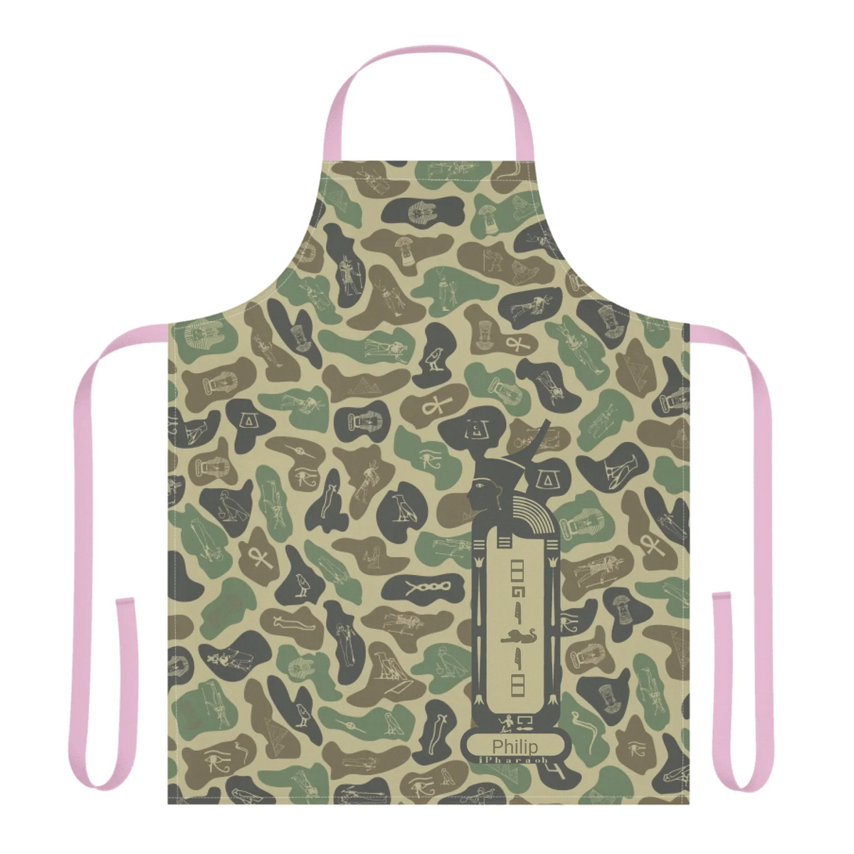 Women's Camo 5-Color Strap Apron, Christmas Gift for Her, Personalized Custom Name, Olive Drab