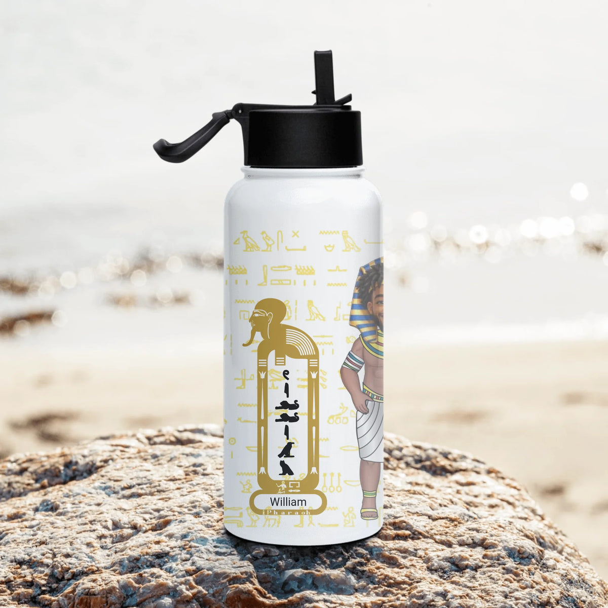 Personalized Grandparents Water Bottle with Straw Lid, Christmas Gift for Grandparents, Custom Your Name and Custom Face Insulated Bottle