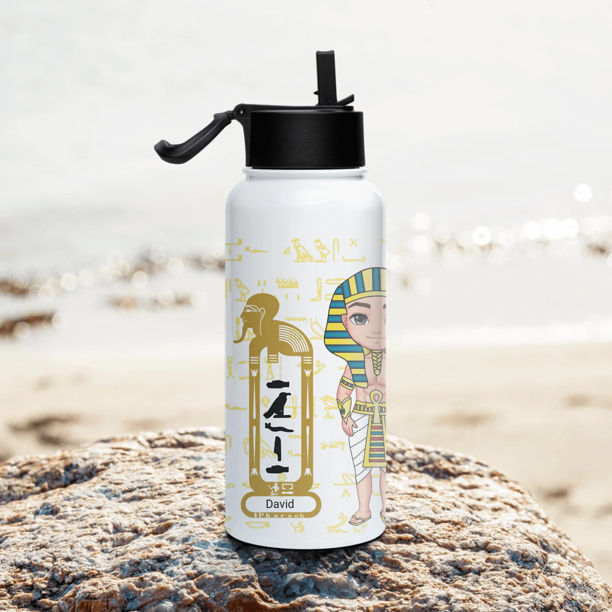 Personalized Couple's Chibi Water Bottle with Straw Lid, Christmas Gift for Couples, Custom Your Name Insulated Bottle