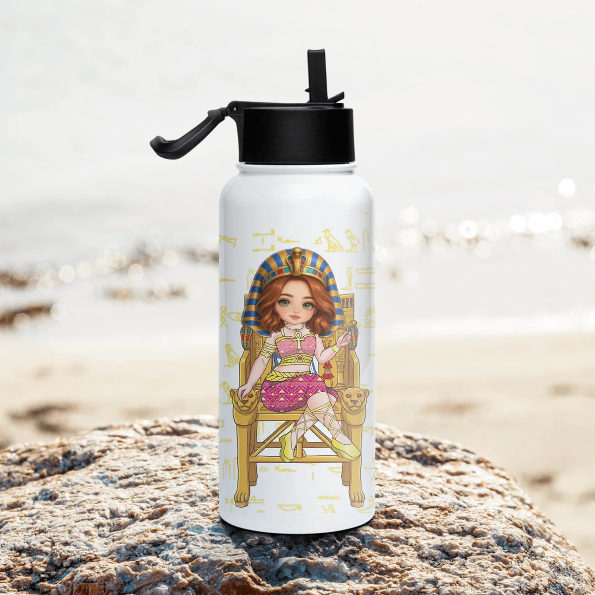 Personalized Female Coworker Water Bottle with Straw Lid, Christmas Gift for Coworkers, Custom Your Name and Custom Face Insulated Bottle