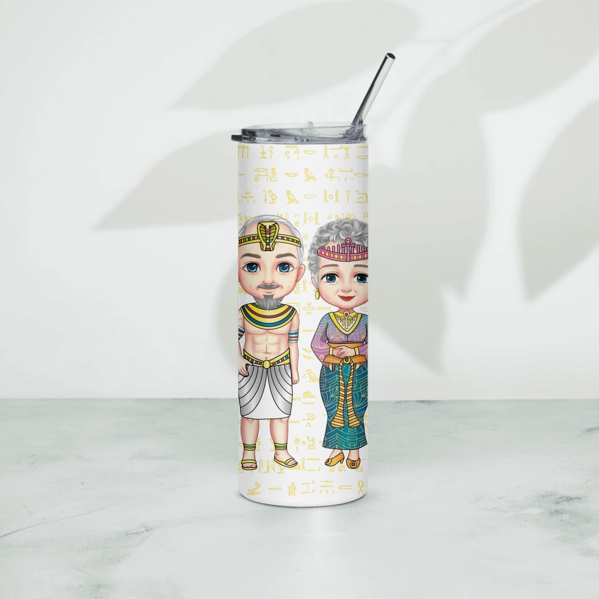 Personalized Grandparents Chibi Stainless Steel Tumbler, Christmas Gift, Custom Your Name Insulated Tumbler