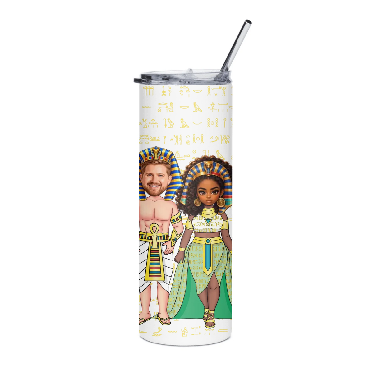 Personalized Couple's Stainless Steel Tumbler, Christmas Gift for Couples, Custom Your Name and Custom Face Insulated Tumbler
