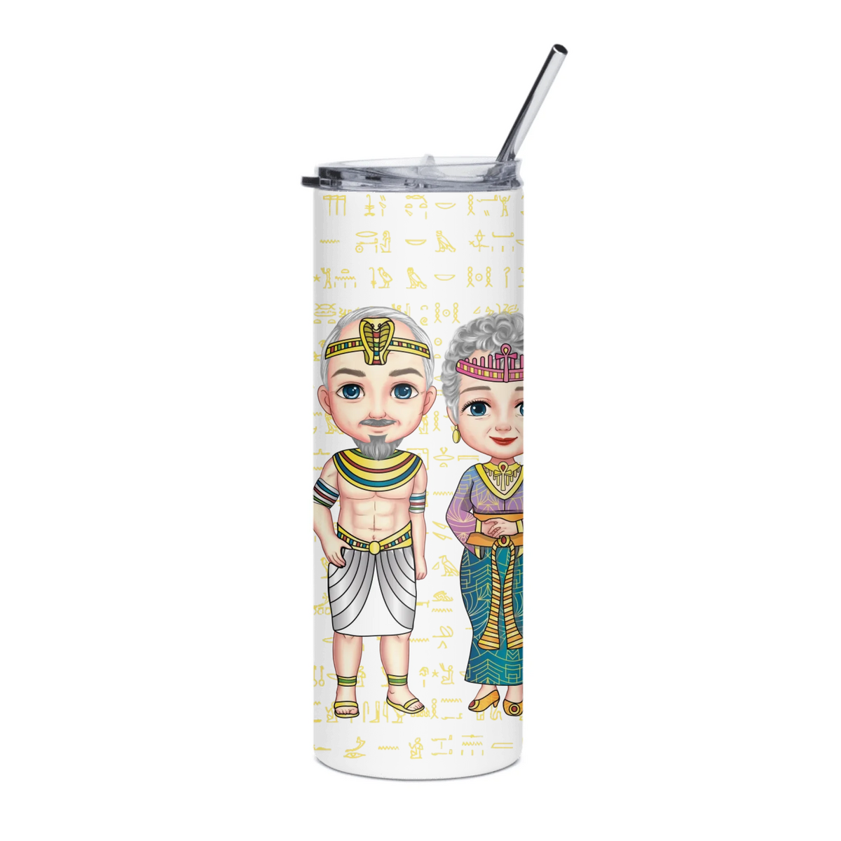 Personalized Grandparents Chibi Stainless Steel Tumbler, Christmas Gift, Custom Your Name Insulated Tumbler