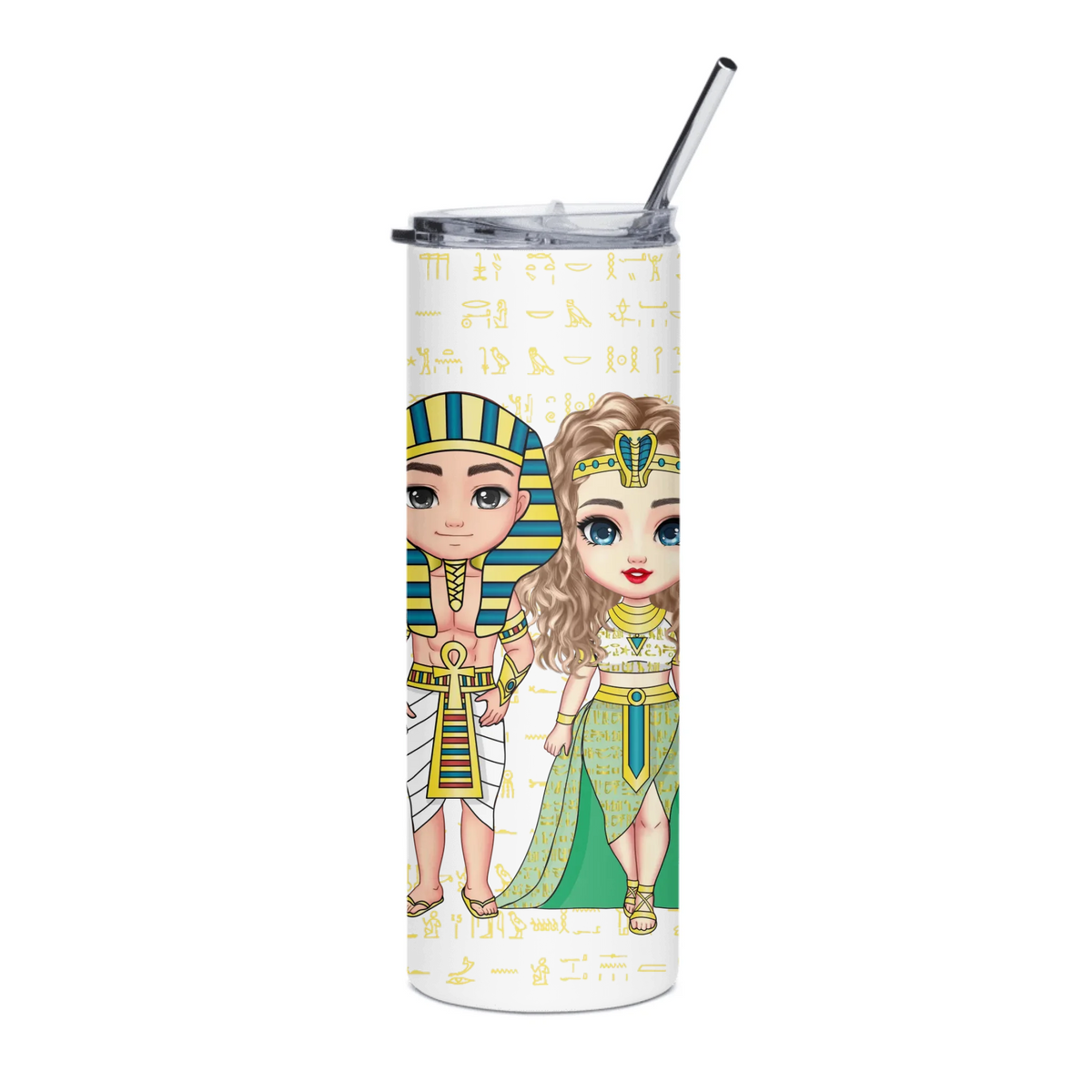 Personalized Couple's Chibi Stainless Steel Tumbler, Christmas Gift for Couples, Custom Your Name Insulated Tumbler