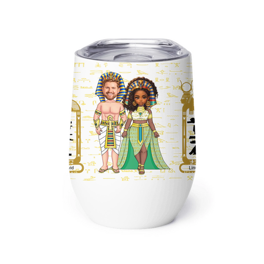 Personalized Couple's Wine Tumbler, Christmas Gift for Couples, Custom Your Name and Custom Face Insulated Wine Tumbler