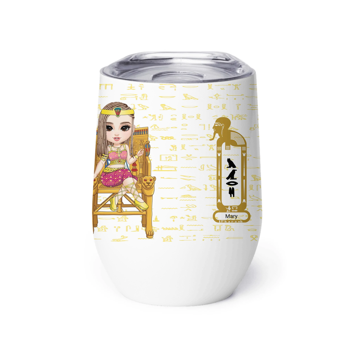 Personalized Female Coworker Chibi Wine Tumbler, Christmas Gift, Custom Your Name Insulated Wine Tumbler