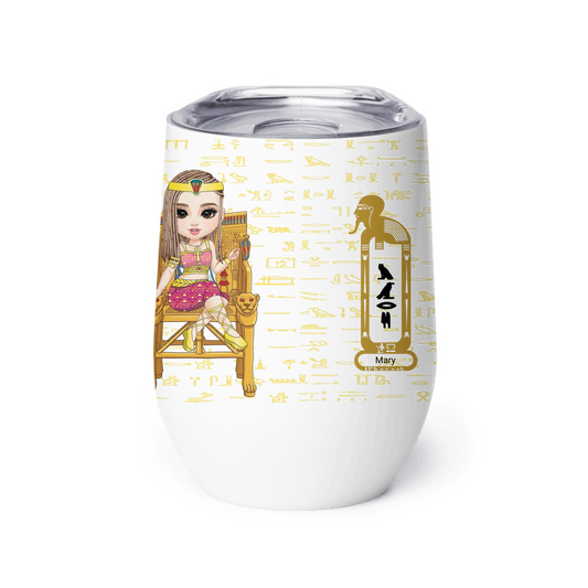 Personalized Female Coworker Chibi Wine Tumbler, Christmas Gift, Custom Your Name Insulated Wine Tumbler