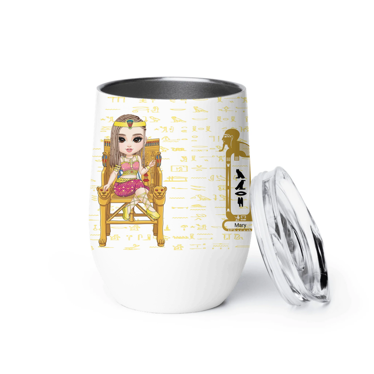 Personalized Female Coworker Chibi Wine Tumbler, Christmas Gift, Custom Your Name Insulated Wine Tumbler