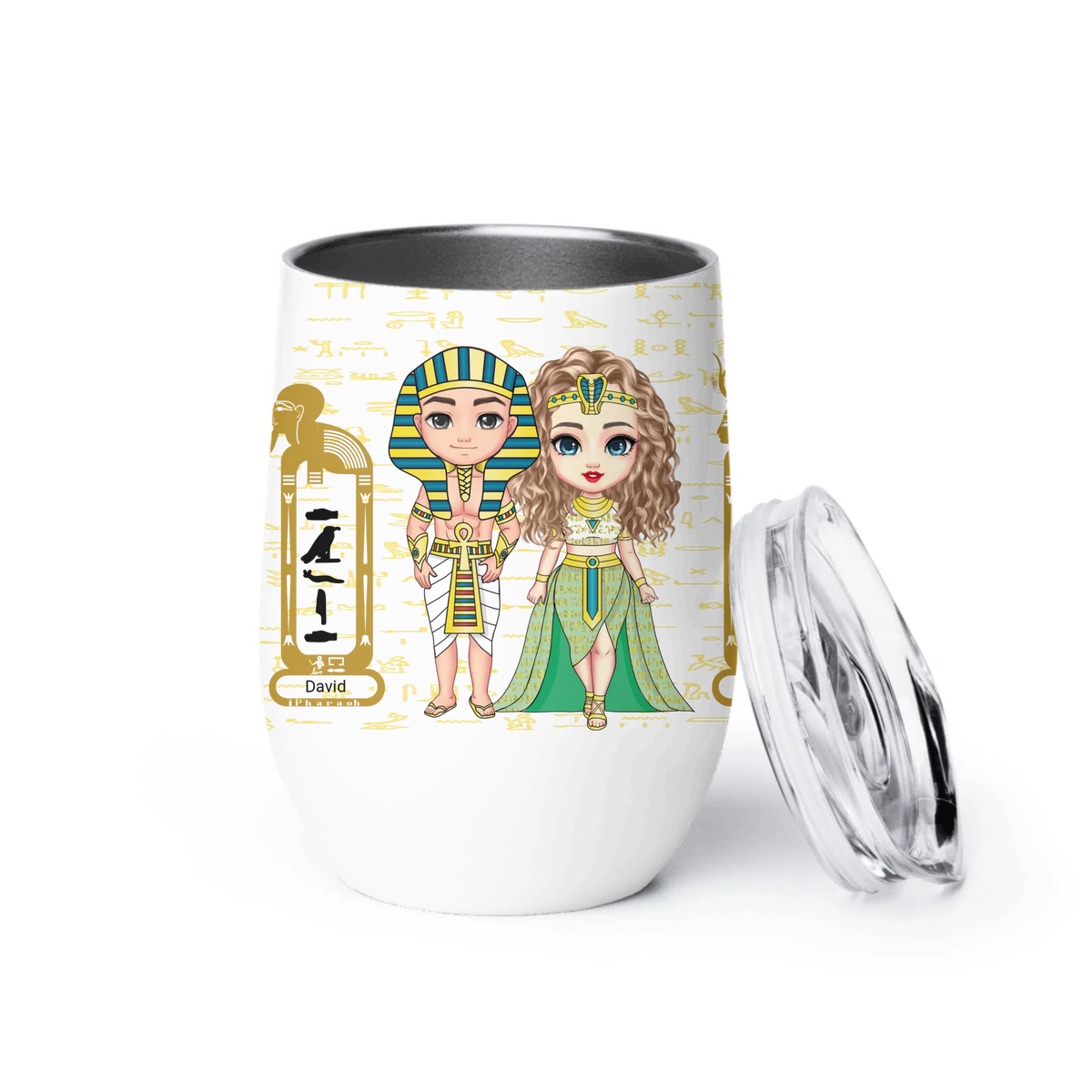 Personalized Couple's Chibi Wine Tumbler, Christmas Gift for Couples, Custom Your Name Insulated Wine Tumbler