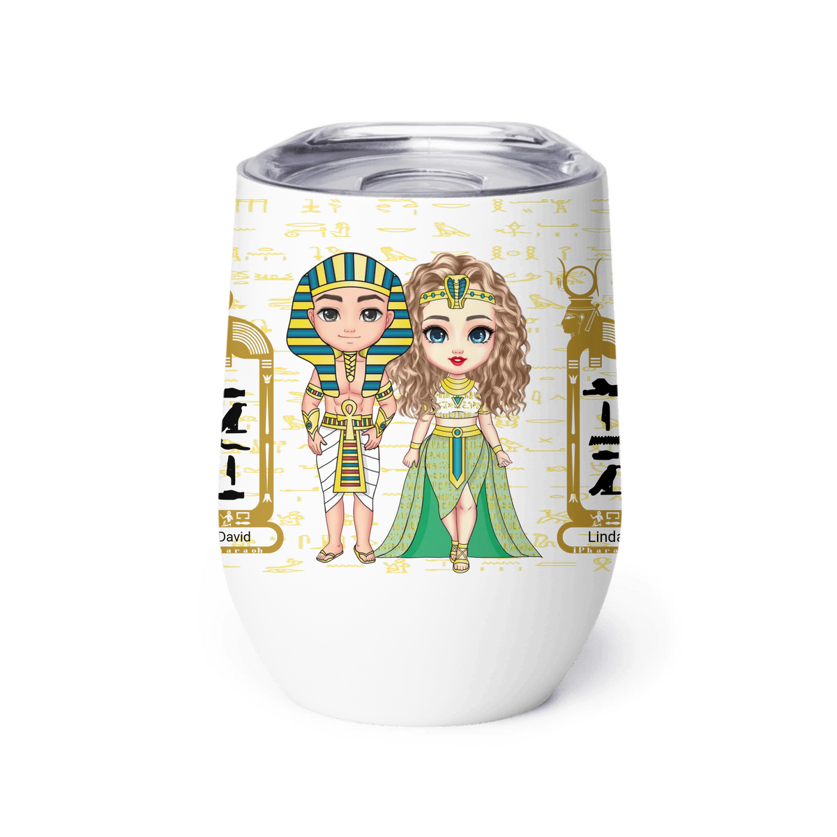 Personalized Couple's Chibi Wine Tumbler, Christmas Gift for Couples, Custom Your Name Insulated Wine Tumbler