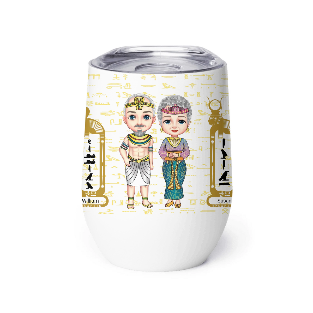 Personalized Grandparents Chibi Wine Tumbler, Christmas Gift, Custom Your Name Insulated Wine Tumbler