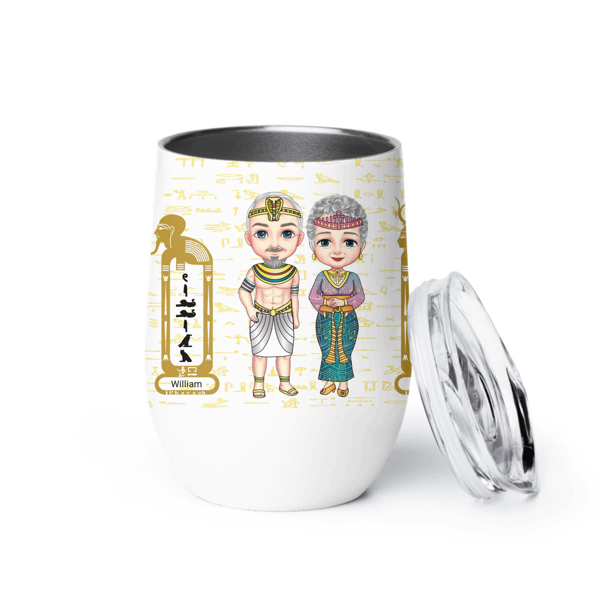 Personalized Grandparents Chibi Wine Tumbler, Christmas Gift, Custom Your Name Insulated Wine Tumbler