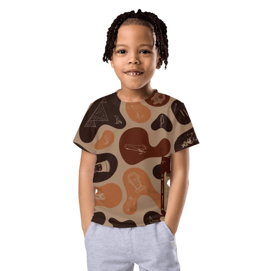 Kids crew neck t-shirt with an all-over custom name and photo print, personalised gift for kids