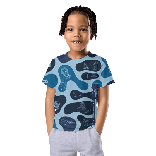 Kids crew neck t-shirt with an all-over custom name and photo print, personalised gift for kids