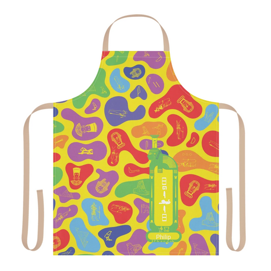 Printed apron with a custom name and photo, personalised kitchen gift for chefs, him and her