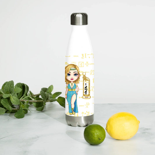 Stainless steel water bottle with a custom name and photo print, personalised gift for him and her