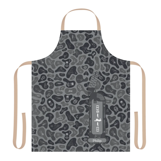 Printed apron with a custom name and photo, personalised kitchen gift for chefs, him and her