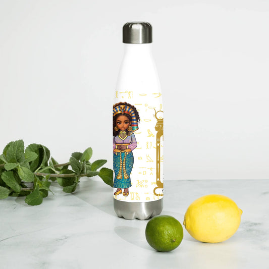Stainless steel water bottle with a custom name and photo print, personalised gift for him and her