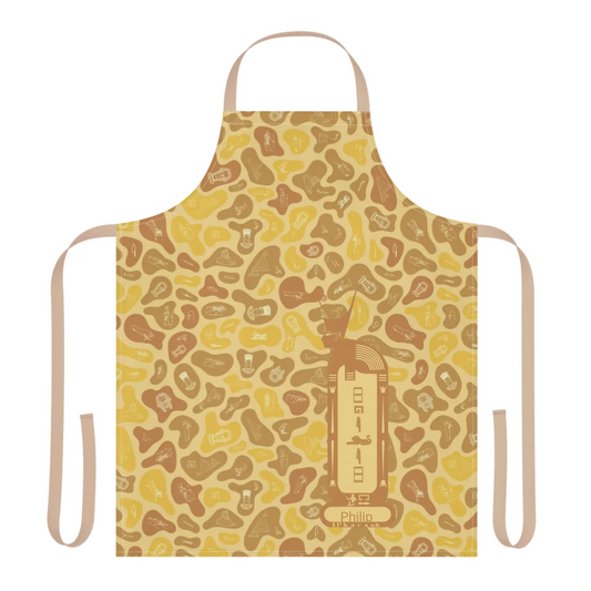 Printed apron with a custom name and photo, personalised kitchen gift for chefs, him and her