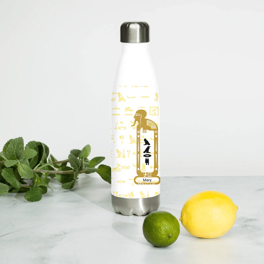Stainless steel water bottle with a custom name and photo print, personalised gift for him and her