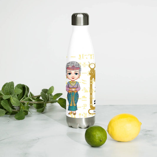 Stainless steel water bottle with a custom name and photo print, personalised gift for him and her