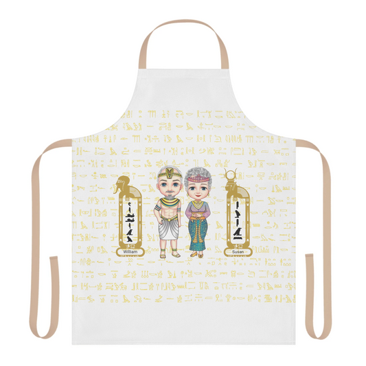 Printed apron with a custom name and photo, personalised kitchen gift for chefs, him and her